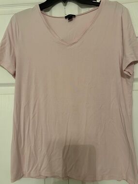 Ann Taylor Factory Women's V-Neck Short Sleeve Top - Light Pink